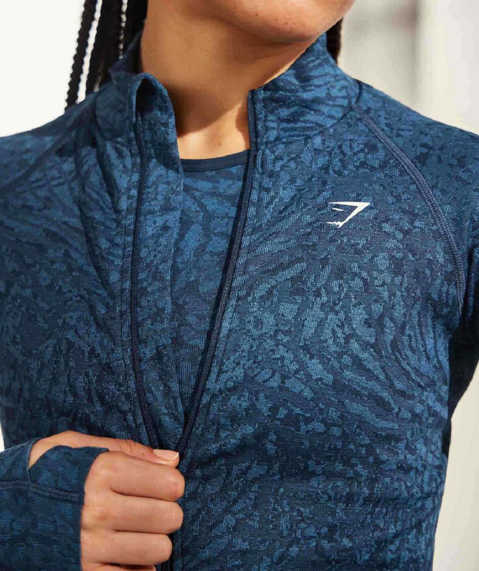 Gymshark Adapt Animal Zip Through Ženske Accessories Tamnoplave | HR 3793AHK